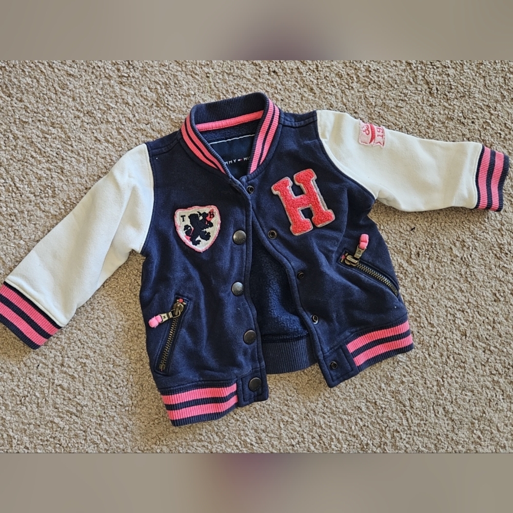 Kids Varsity Jacket - Navy and White